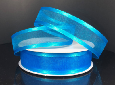 7/8&quot;x25yd Satin Edge Sheer Turquoise