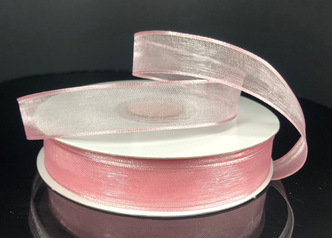 5/8&quot;x25yd Wired Sheer Ribbon Light Pink