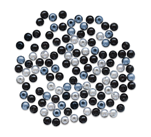 1.2oz 8mm Pearl Beads Gloss Tri Color Mix-Black