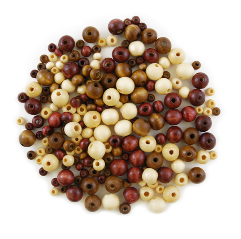 1.4oz 6-12mm Round Wood Beads Natural