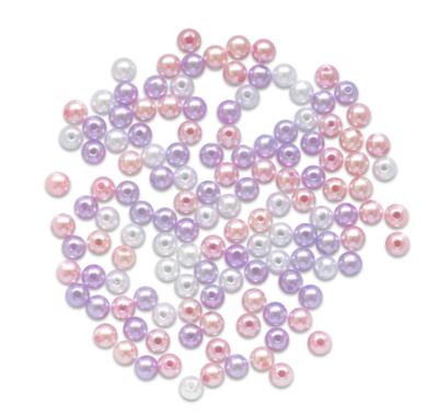 1.2oz 8mm Pearl Beads Gloss Tri Color Mix-Pink