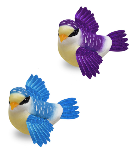 2pc 3.8&quot; Birds w/Clip Blue/Purple