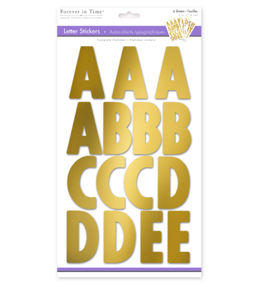 6 Sheet 3&quot; Metallic Letter Stickers Gold