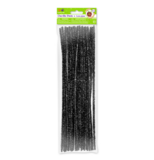 35pc 12&quot; 6mm Tinsel Chenille Stems Black