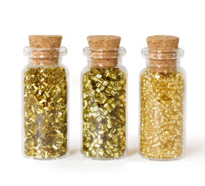 3pc Glitter &amp; Seed Beads Gold