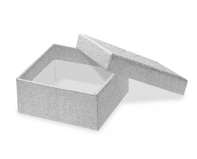 4.3&quot;x4.3&quot;x1.75&quot; Favor Box Silver