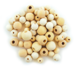 60pc Assorted Round Wood Beads Natural