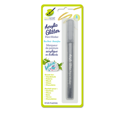 Fine Point Glitter Acrylic Paint Marker Silver