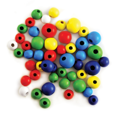 50pc Round Wood Beads Multi