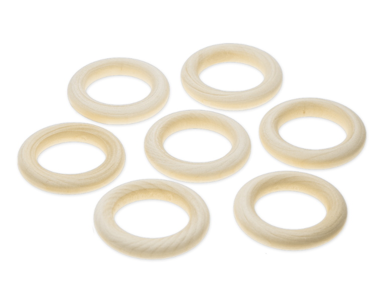 7pc 1.7&quot; Wood Craft Rings Natural