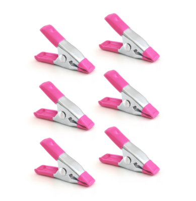 6pc 2&quot; Heavy Duty Craft Clamps Pink