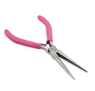 Long Flat Nose Pliers w/Soft Grip Handles Pink