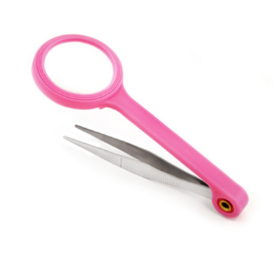 Tweezers w/5x Magnifier Scope Pink