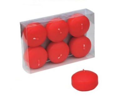 6pc 2&quot; Floating Candle Red