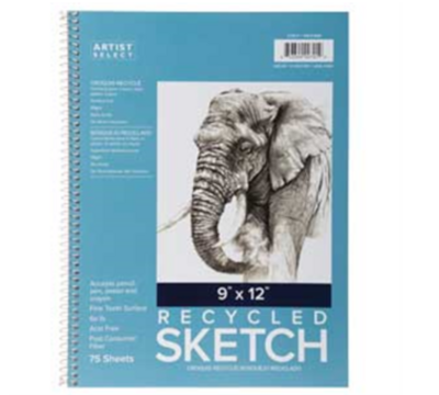 9&quot;x12&quot; 75 Sheet Spiral Recycled Sketch Pad