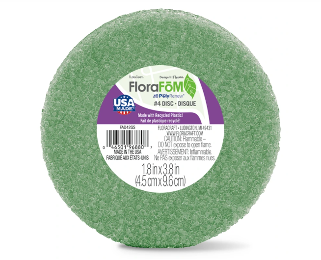 3.8&quot;x1.8&quot; Arranger Styrofoam Disc Green