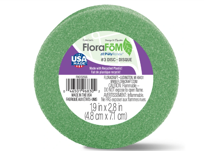 2.8&quot;x1.9&quot; Arranger Styrofoam Cylinder Green