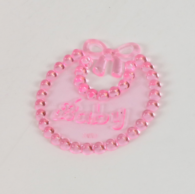 12pc 2.5&quot; Plastic Baby Bib Favor Clear/Pink