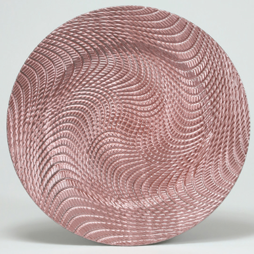 13&quot; Round Plastic Swirl Charger Plate Rose Gold