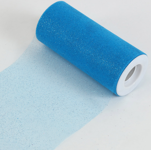 6&quot;x25yd Glitter Tulle Turquoise