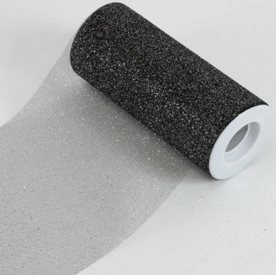 6&quot;x25yd Glitter Tulle Black