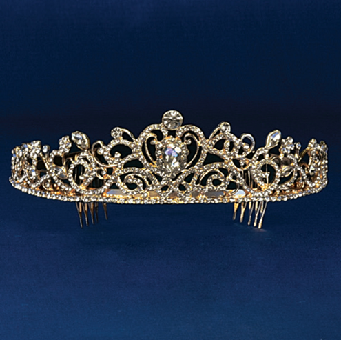 1.75&quot; Rhinestone Tiara Gold