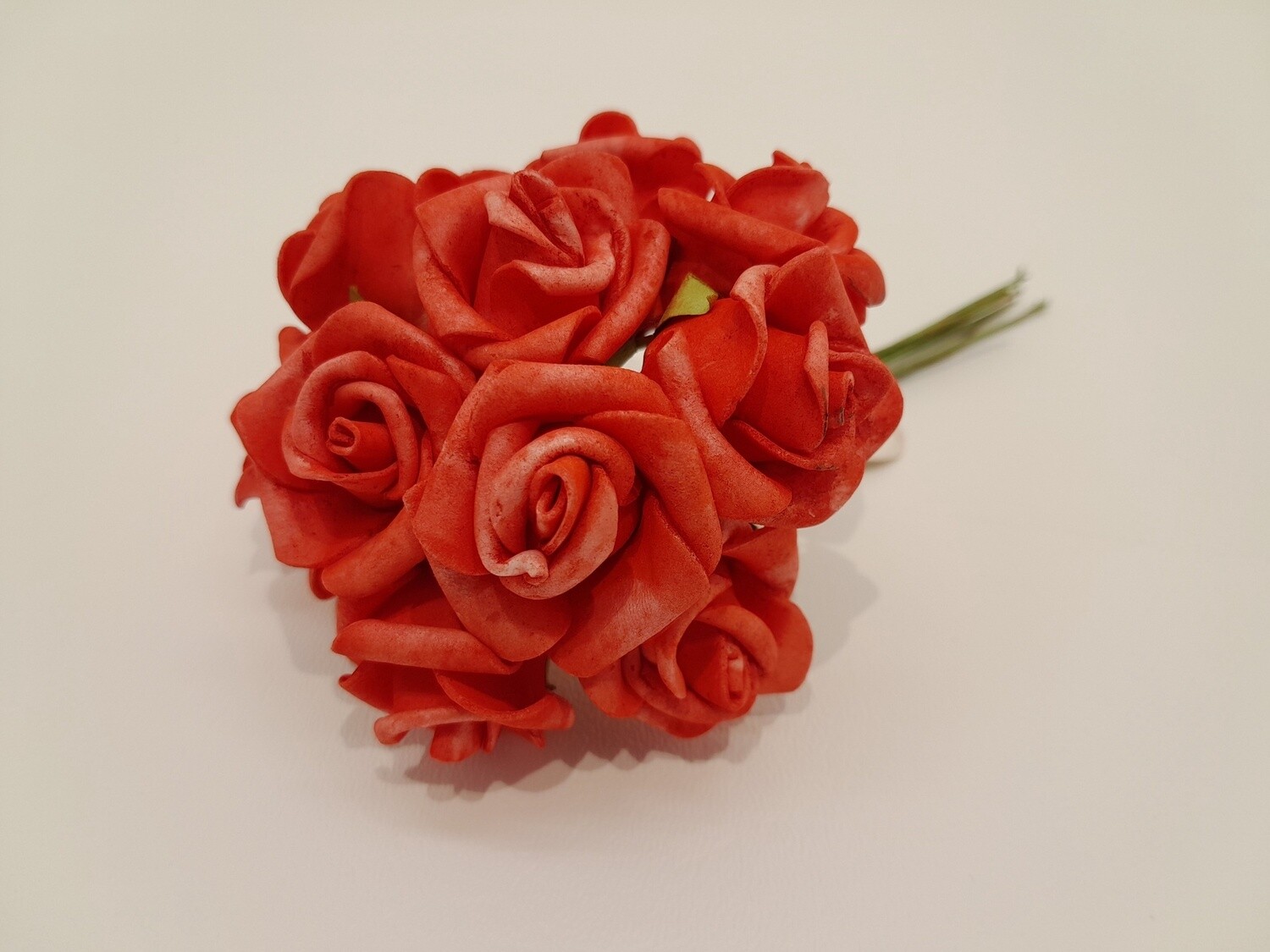 6&quot; Mini Foam Rose Bundle x12 w/1.25&quot; Head Coral