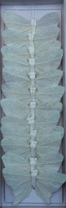 12pc 3&quot; Glitter Butterflies on 3&quot; Wire White