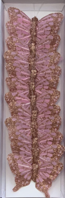 12pc 2.5&quot;-3&quot; Glitter Butterflies on 4&quot; Wire Pink/Rose Gold