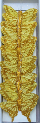 12pc 2&quot; Glitter Butterflies Gold