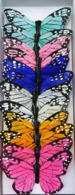 12pc 3.5&quot;-4&quot; Monarch Butterflies on 4&quot; Wire Multi Pastel