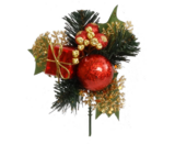 7&quot; Glitter Holly/Pine/Ball/Gift Box Pick Red