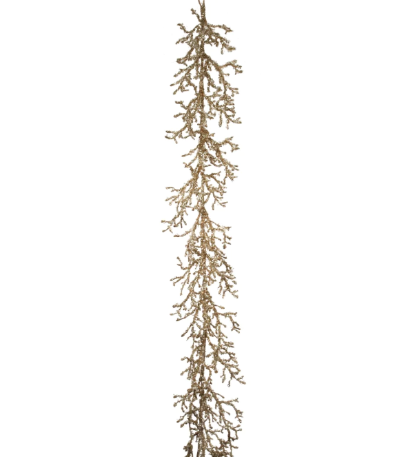 5&#39; Iced Twig Garland Gold