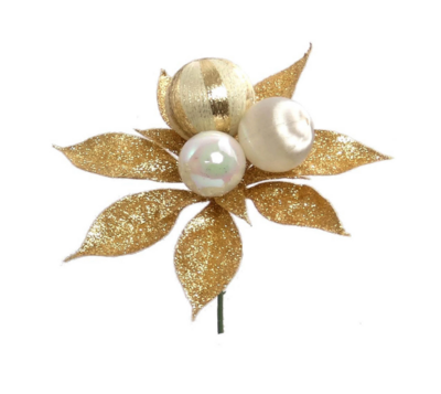 7&quot; Glitter Ball Pick x3 Cream