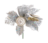 7&quot; Glitter Bird/Ball/Gift Box Pick Silver