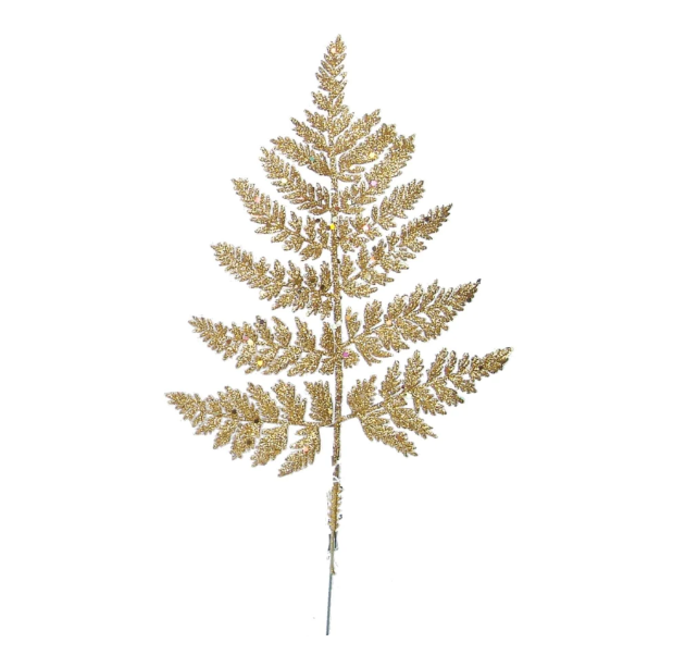 14&quot; Glitter Leather Fern Gold