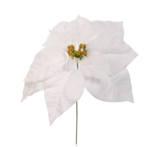 14&quot; Waterproof Velvet Poinsettia Pick w/11&quot; Head White