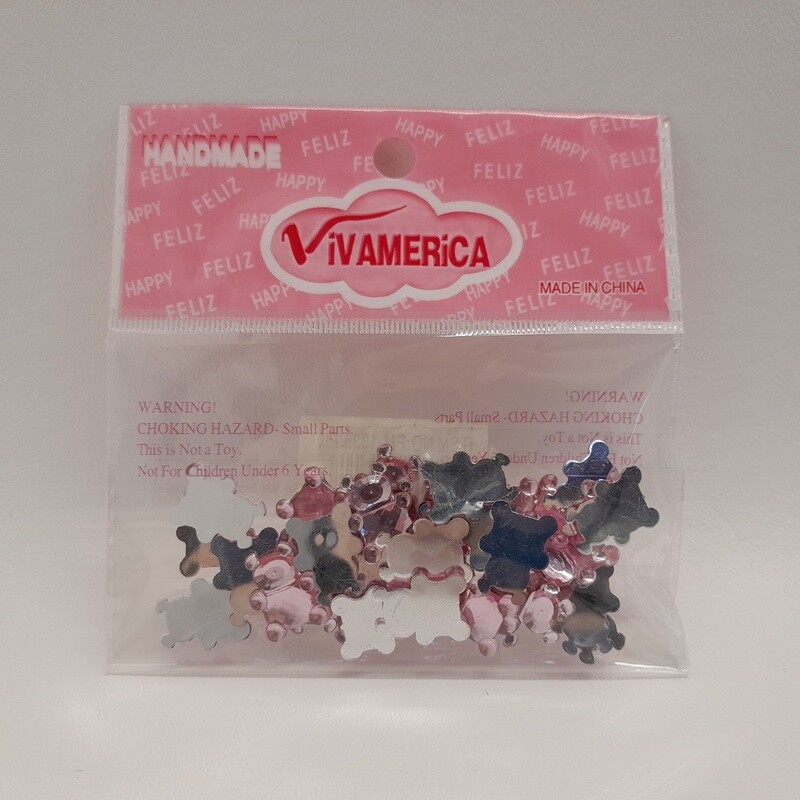 36pc 3/4&quot; Plastic Bear Pink