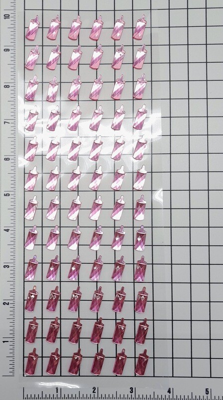 72pc 3/4&quot; Baby Bottle Stickers Pink