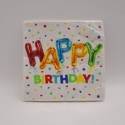 16pc 2-Ply Happy Birthday Napkins Multi