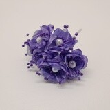 4&quot; Satin Pearl Flower Pick x6 w/1.5&quot; Head Purple