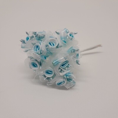 4&quot; Satin Flower Pick x10 w/3/4&quot; Head Blue