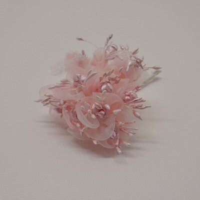 3.5&quot; Organza Rat Tail Flower Pick x10 w/1&quot; Head Pink