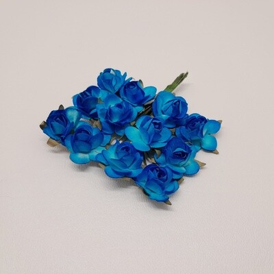 Paper Flower Pick x12 w/3/4&quot; Head Turquoise