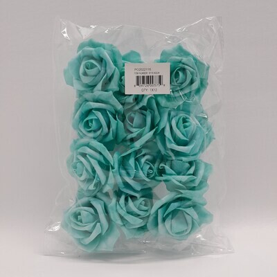 12pc 3&quot; Foam Rose Heads Aqua