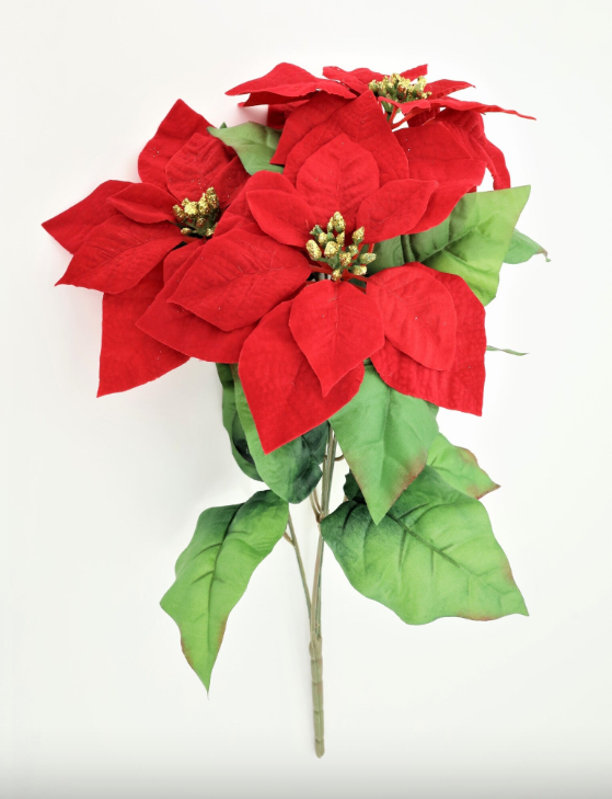 22&quot; Poinsettia Bush x 4 Red