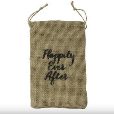 12pc 4&quot;x6&quot; Drawstring Burlap Happily Ever After Bags