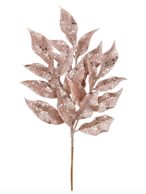 12&quot; Glitter Leaf Pick Rose Gold