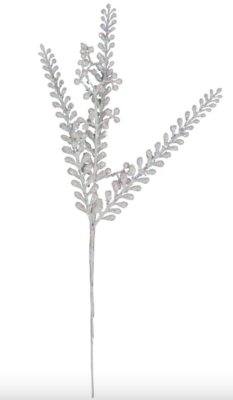 15.5&quot; Glitter Laurel Fern Pick White