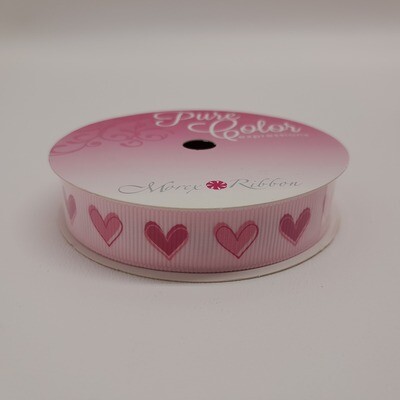 5/8&quot;x5yd Grosgrain Tender Hearts Pink